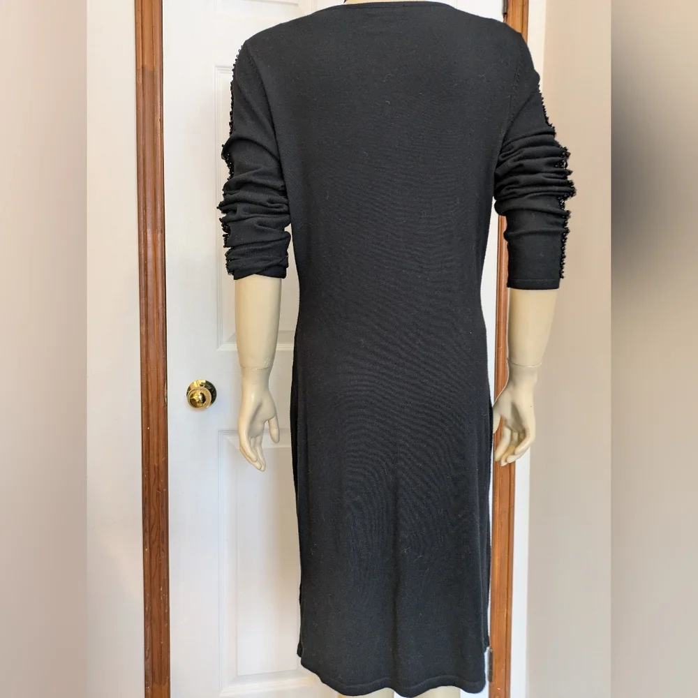 Leo Guy Paris Black Long Sleeve Dress with Beaded Detail - Picture 6 of 15